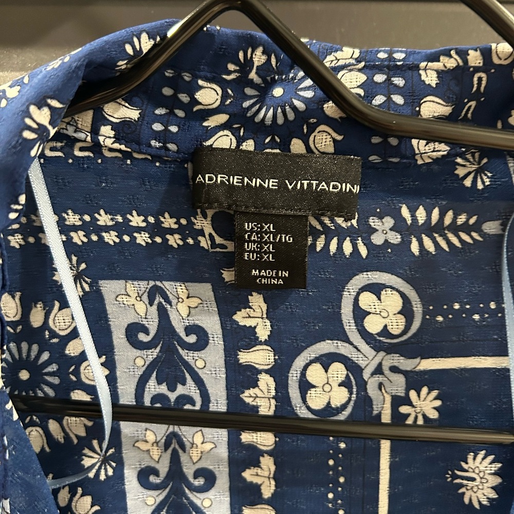 Blue Patterned Long Sleeve Blouse - image 3